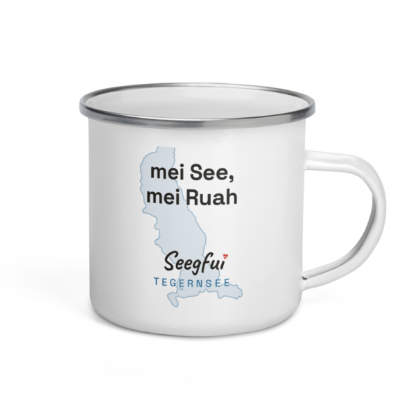 Emaille-Spruchtasse Tegernsee – Mei See, mei Ruah