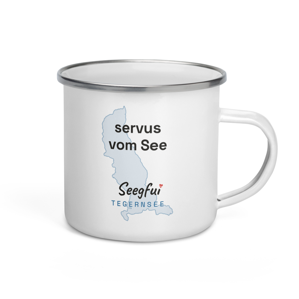 Emaille-Spruchtasse Tegernsee – Servus vom See