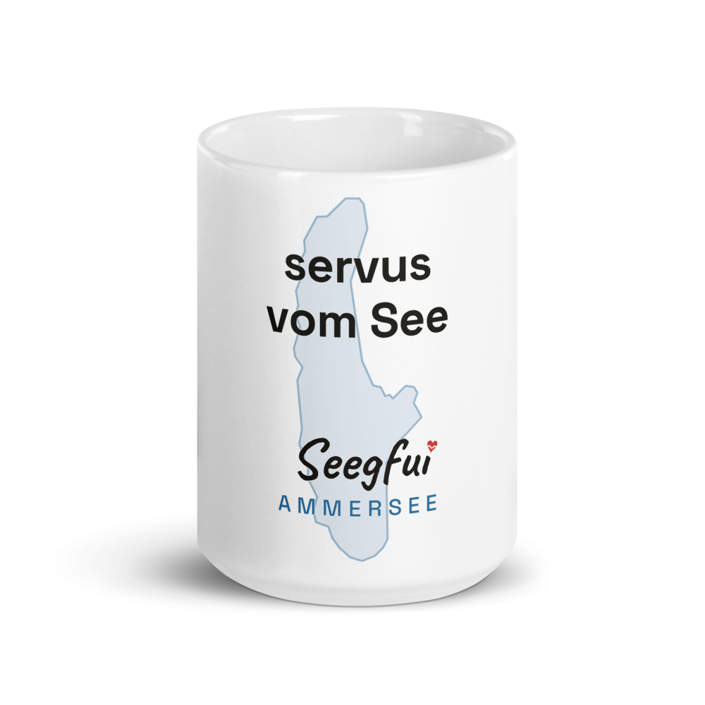 Spruch-Tasse Ammersee – Servus vom See (Front)