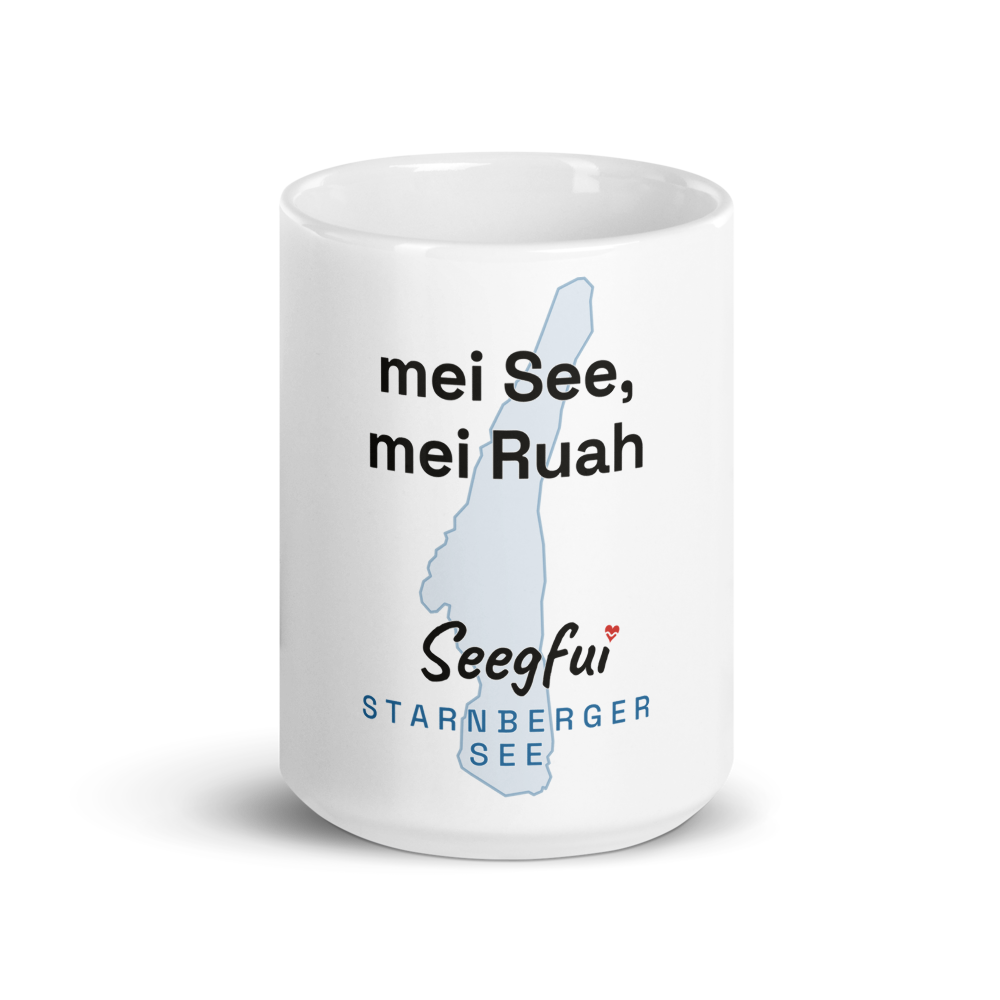 Spruch-Tasse Starnberger See – Mei See, mei Ruah (Front)